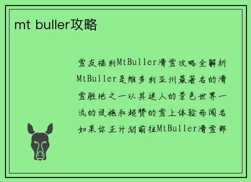 mt buller攻略
